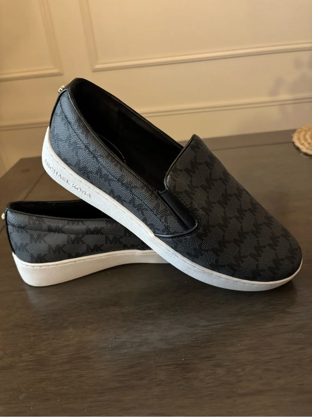 NWOT Michael Kors Black Logo Slip-On Loafers - Picture 1 of 5